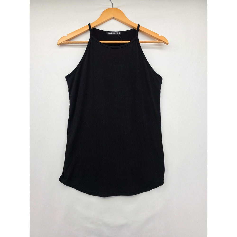 LouKeith Black High Neck Halter Tank Top Sleeveless Cami Basic Summer Medium M